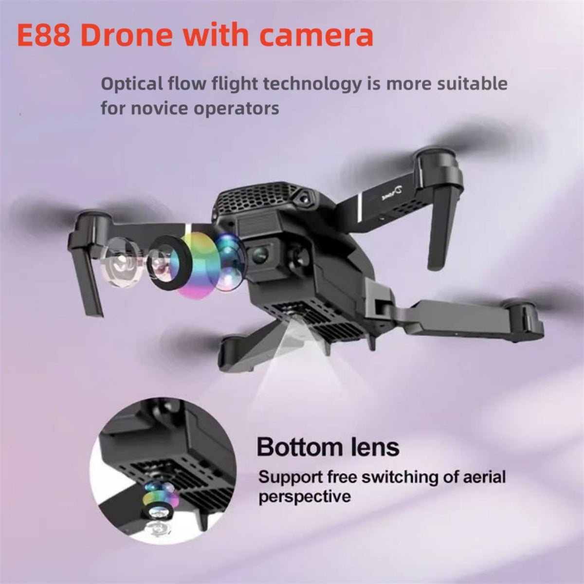 The Battery Configuration Of The E88 Smart Camera Drone Features Real-time Image Transmission From A Single Camera. It Has One-click Touch And Landing Functions. This Is A Foldable Remote-controlled D